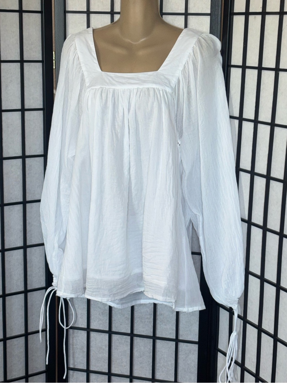 Missguided White Gauze Peasant Top | Woman’s US 6